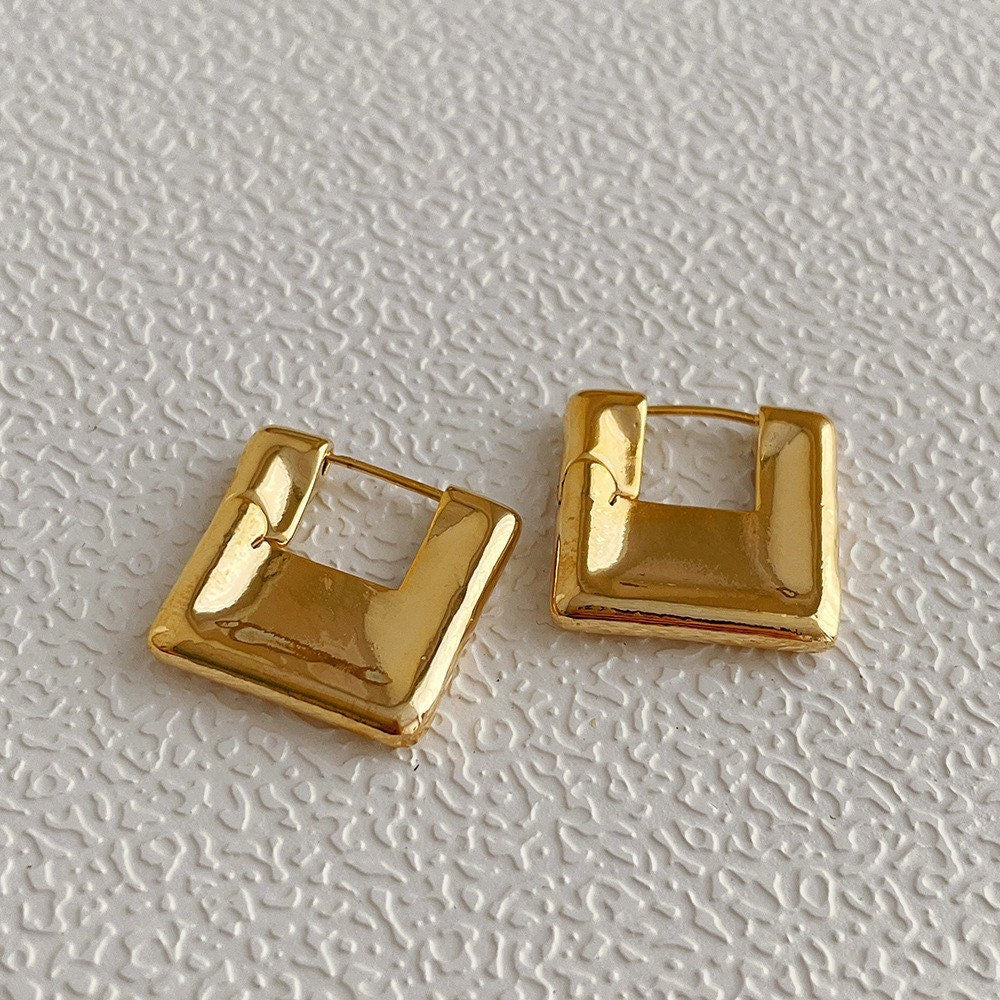 Square Hoop Earrings| Simple hoops| Hypoallergenic square hoops | Minimalism
