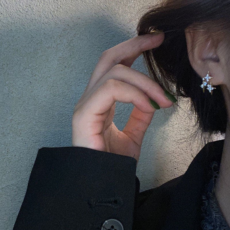 Starburst stud earrings | Eight-pointed star Earrings | Sterling Silver | Elegant | Starry Night