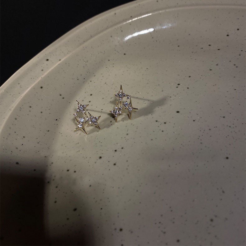 Starburst stud earrings | Eight-pointed star Earrings | Sterling Silver | Elegant | Starry Night