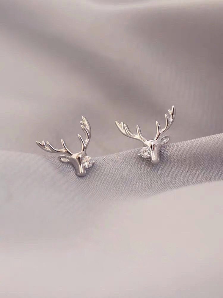 STERLING SILVER Deer earrings| Fawn earrings| Deer antler Studs| Stag head antler| Solid Sterling Silver| Dainty| Moose£üChristmas | Gifts