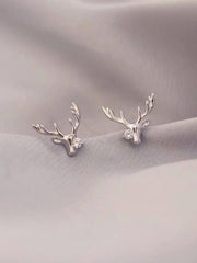 STERLING SILVER Deer earrings| Fawn earrings| Deer antler Studs| Stag head antler| Solid Sterling Silver| Dainty| Moose£üChristmas | Gifts