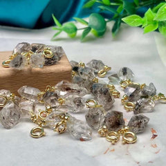 Rare Salt & pepper Herkimer Diamond Pendant | 12-14mm| Large Herkimer Diamond Pendant | Pakistan Herkimer Diamond| Raw Herkimer