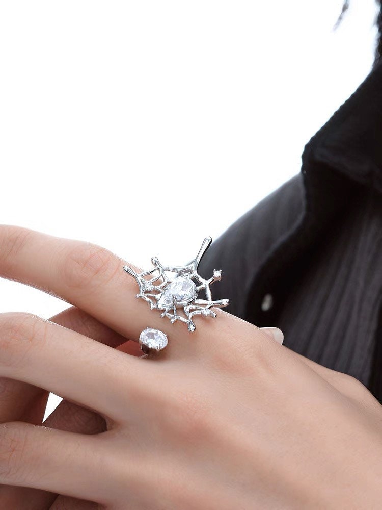 Spider web ring| Molten metal ring| Adjustable|