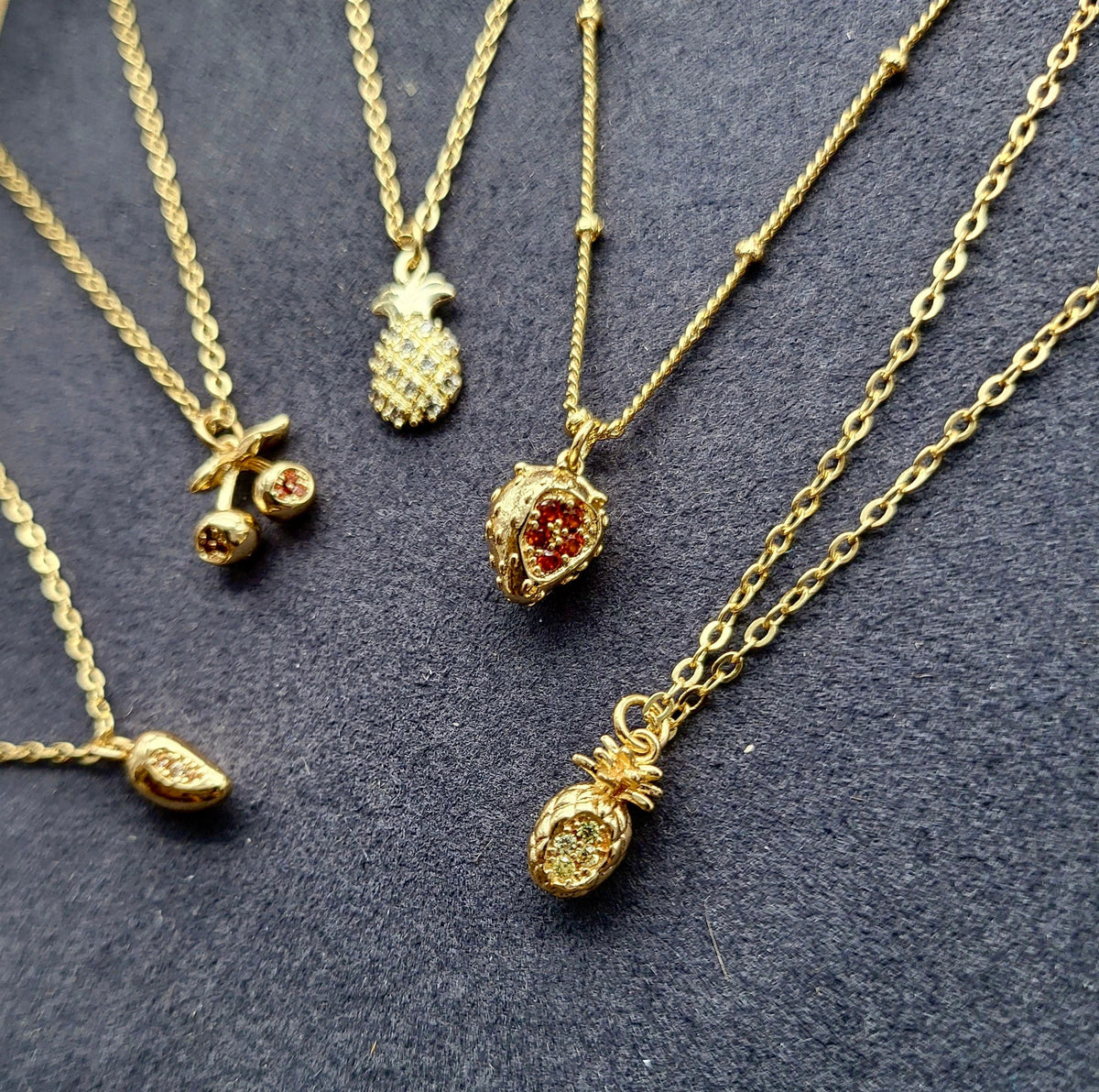 Tiny fruit necklace | Ruby | Fruit necklace | Gold filled| Strawberry | Cherry | Pineapple | Mango | Apple