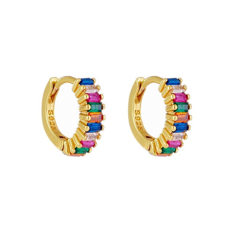 Tiny Gild Hoop Earrings| Hoops| Emerald | Sapphire | Rainbow | Pink| Purple | Dainty| Delicate| Cutest|
