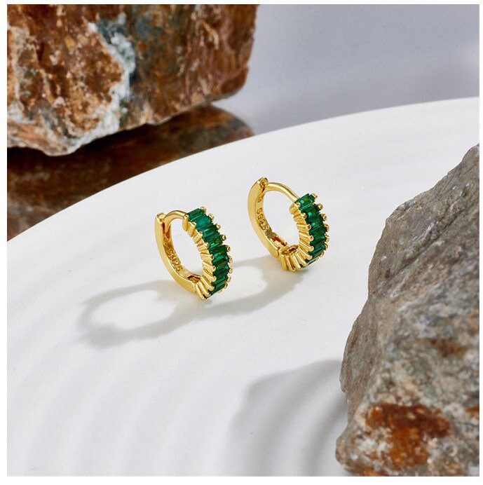 Tiny Gild Hoop Earrings| Hoops| Emerald | Sapphire | Rainbow | Pink| Purple | Dainty| Delicate| Cutest|