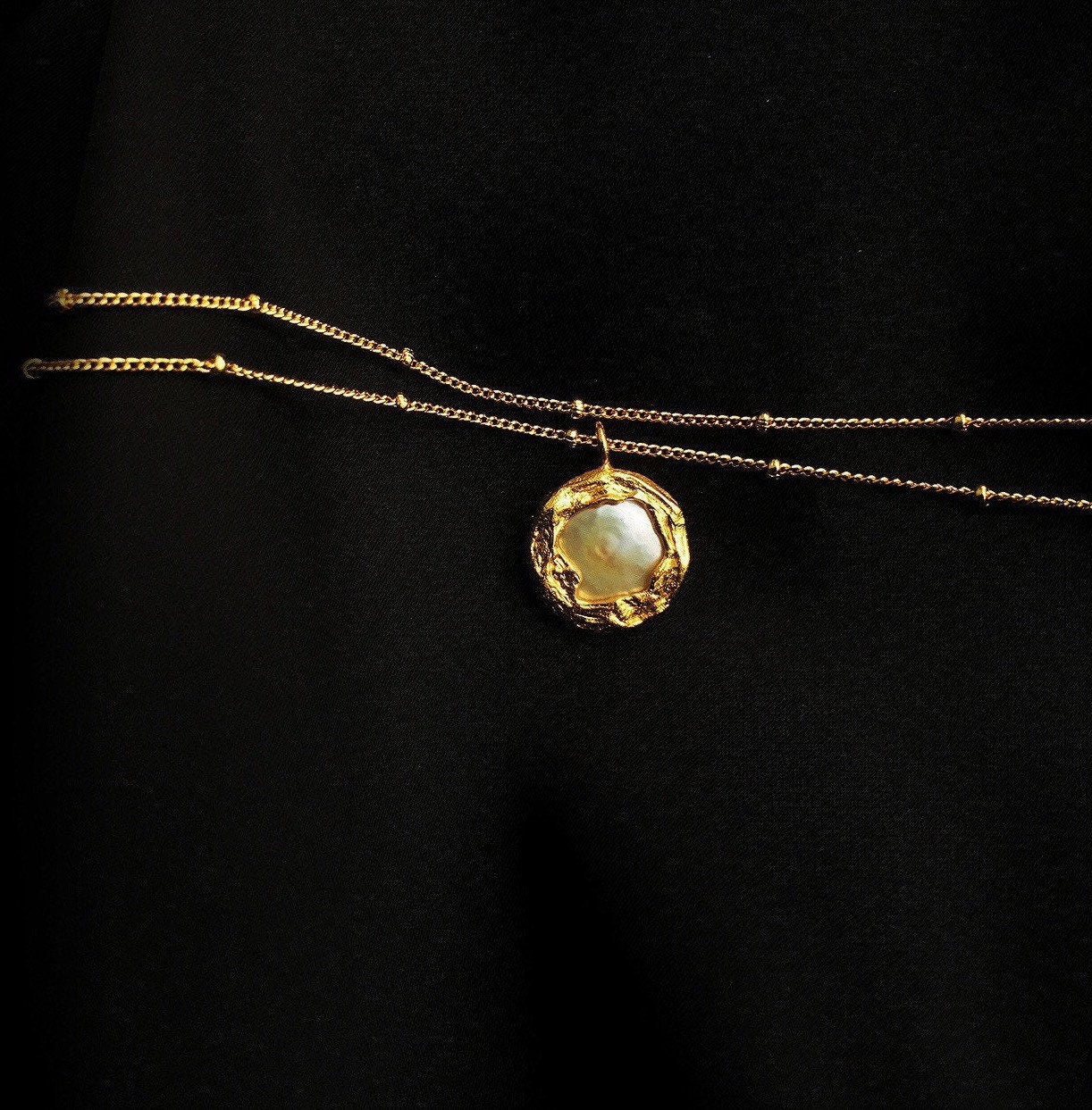 Large Pearl Moon Necklace