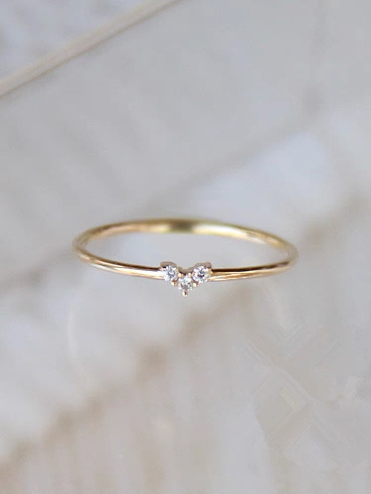 Tiny Little Heart Ring| Delicate Tiny heart Ring| Floral Ring| Skinny Ring| Stacking Ring| Stackable