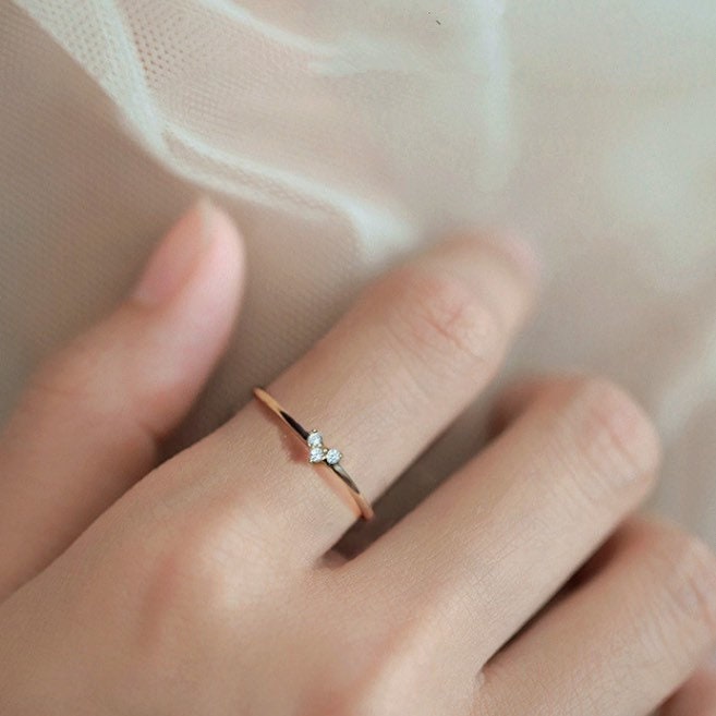 Tiny Little Heart Ring| Delicate Tiny heart Ring| Floral Ring| Skinny Ring| Stacking Ring| Stackable