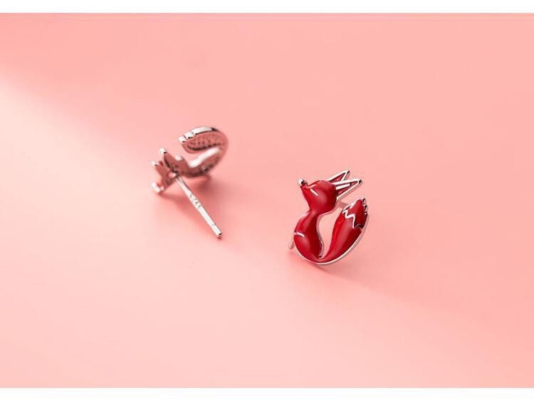 Tiny red fox stud earrings | Cute fox earrings | Sterling silver| Cute| Animal lover| Foxy earrings| Hypoallergenic | Enamel fox earrings