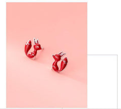 Tiny red fox stud earrings | Cute fox earrings | Sterling silver| Cute| Animal lover| Foxy earrings| Hypoallergenic | Enamel fox earrings