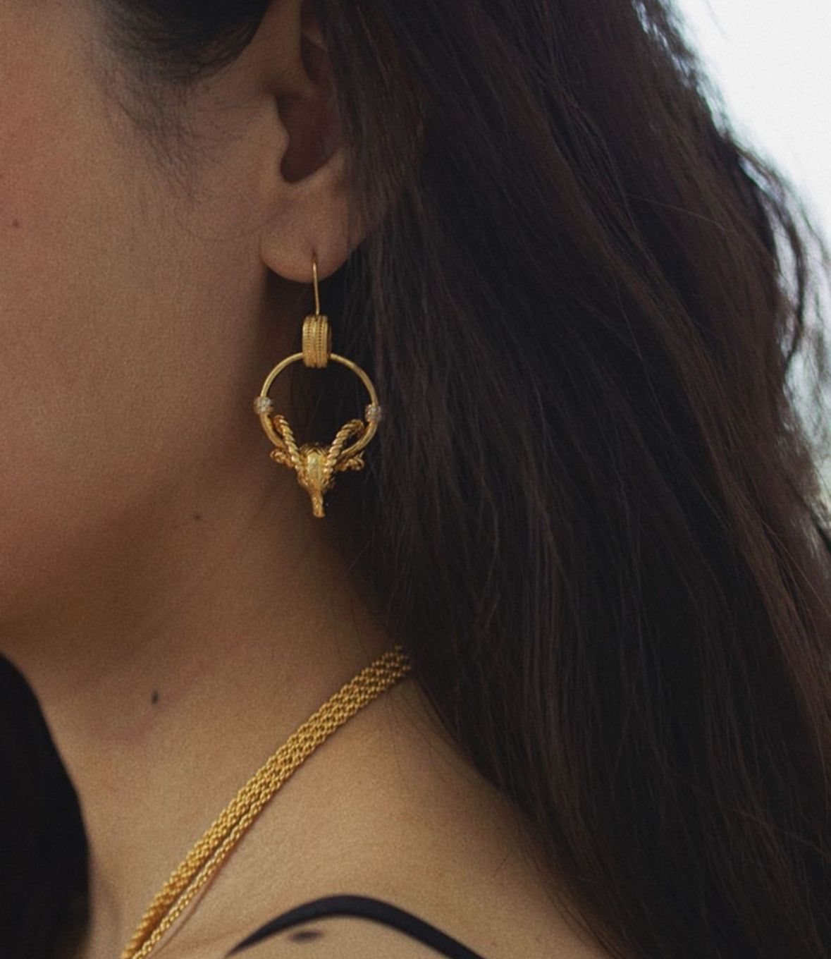 Luxurious Ram Design Real Gold Plated Anti-Tarnish Earrings