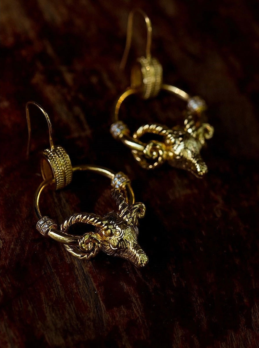 Luxurious Ram Design Real Gold Plated Anti-Tarnish Earrings