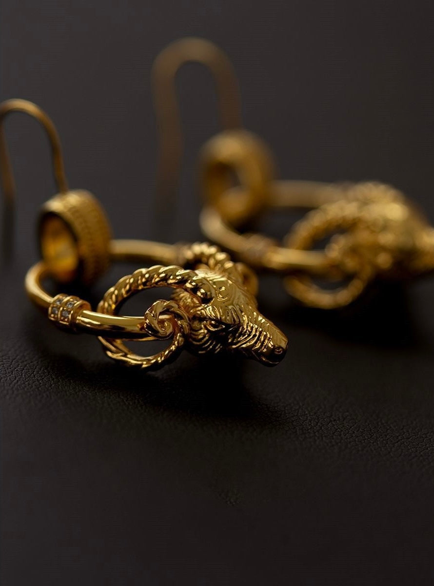 Luxurious Ram Design Real Gold Plated Anti-Tarnish Earrings