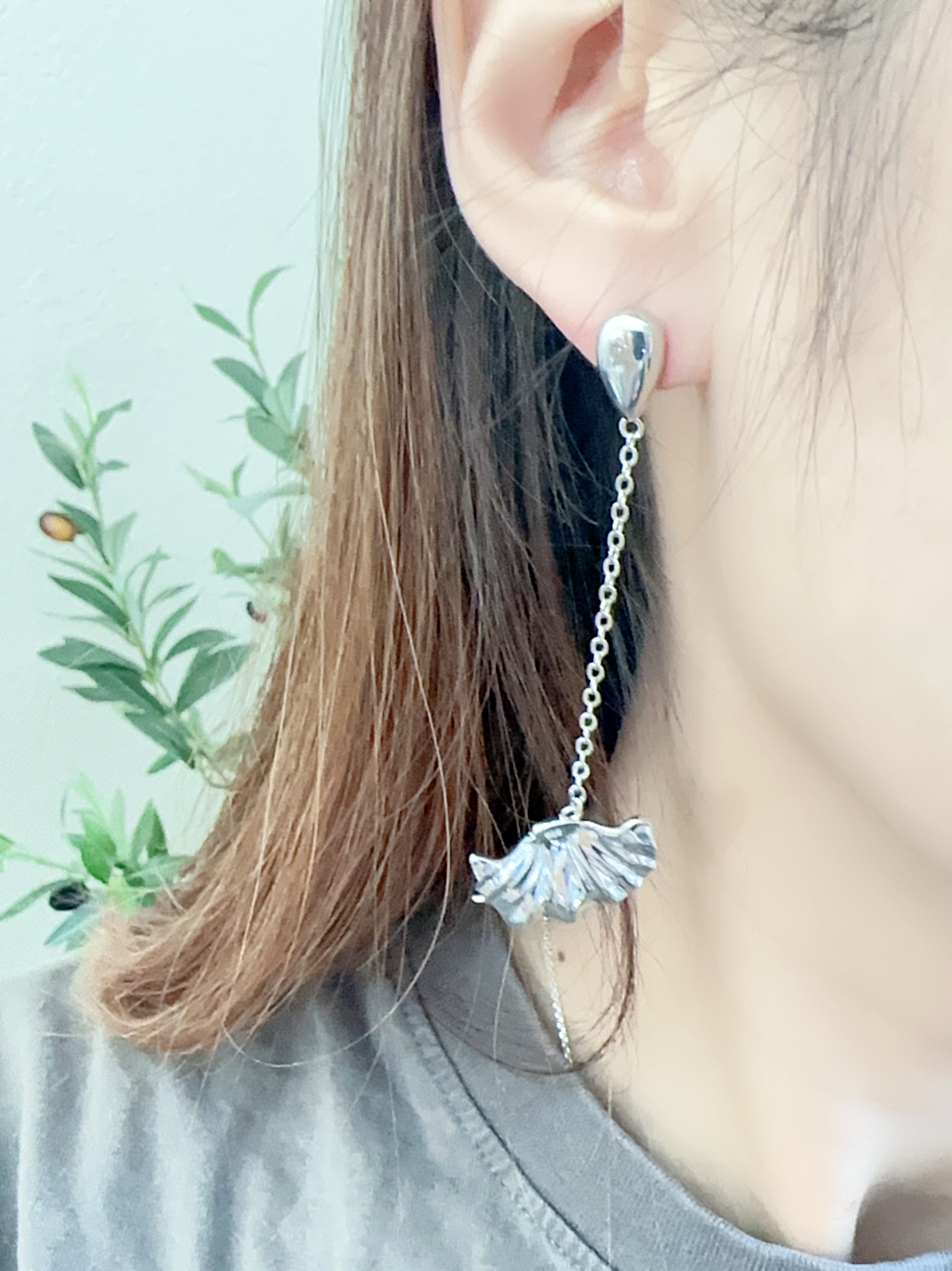 Poppy Flower Dangle Earrings - Real Gold Plated Vermeil, Mismatched